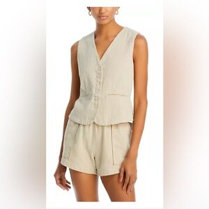 NWT BLANKNYC Button Front Vest Beige Linen Blend medium